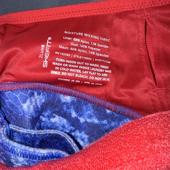 SHEFIT Red and Blue Sports Bra - Picture 3 of 3